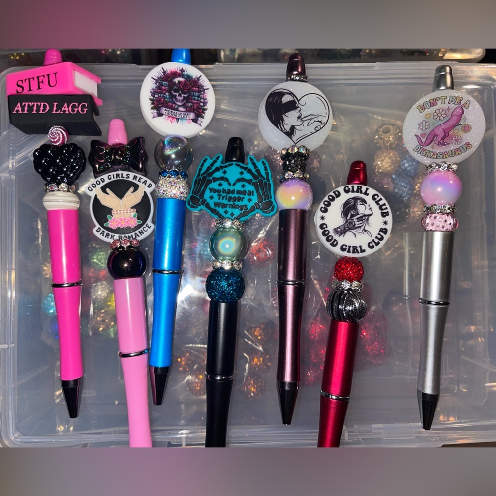 ADULT THEMED handcrafted pens, silicone focal beads, 50 Shades, Various